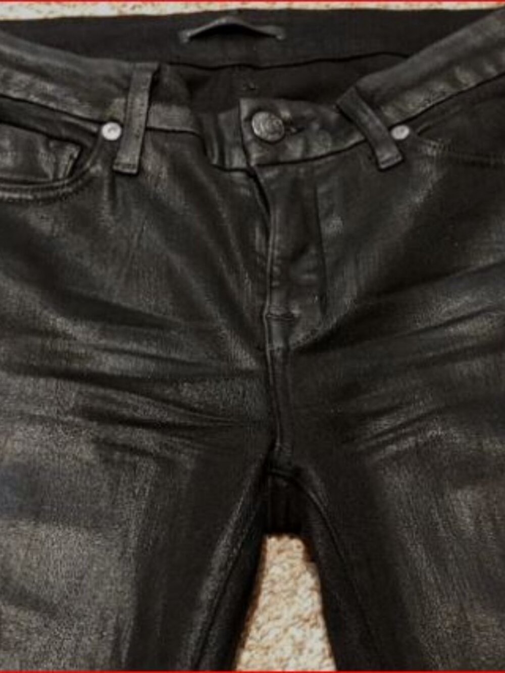 Fidelity Denim Jean Co. Women Sz 30 Waist Black Wet Look Skinny Jeans